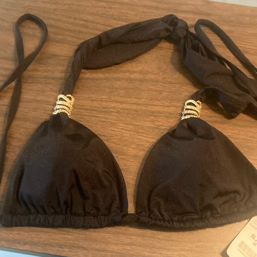 Black and Gold Triangle Bra with Adjustable Straps Dolcessa brand size M